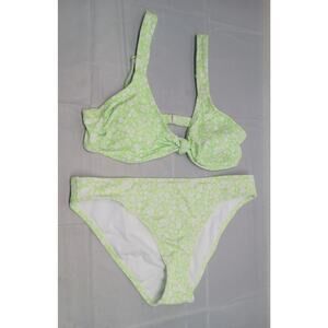 NWT Xhilaration White Floral on Lime 2-piece Bikini l Size: XL (12-14)